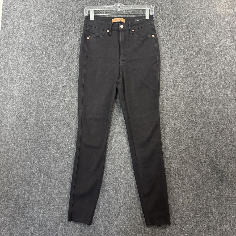 Judy Blue Jeans Women's 3/26 Black High Rise Skinny Fit Stretch Raw Hem Denim